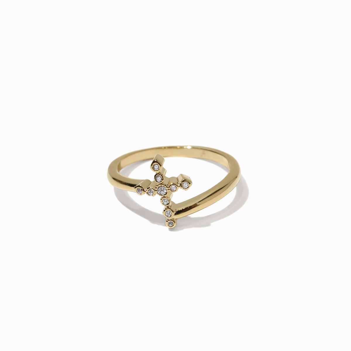 Double Line Cross Ring Gold