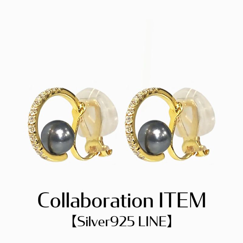 Pearl Hug Hoop Earring【Silver925 LINE】（Gold） | Infaction