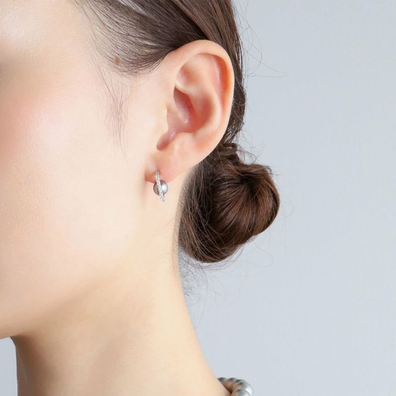 Pearl Hug Hoop Earring【Silver925 LINE】（Silver）