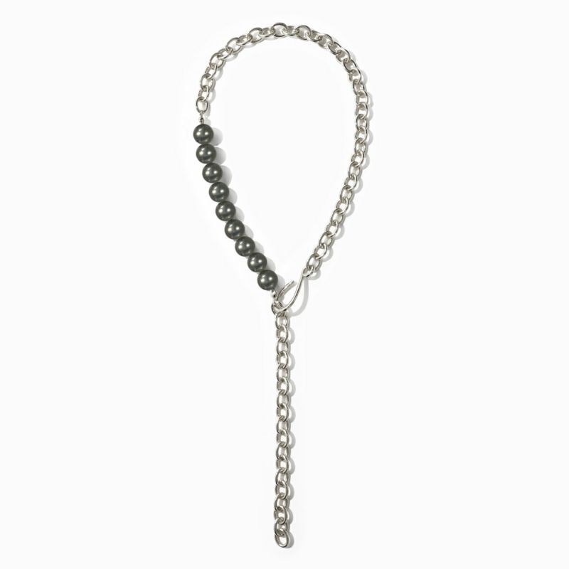 Pearl Mix Malti Chain Necklace【Silver925 LINE】（Silver）