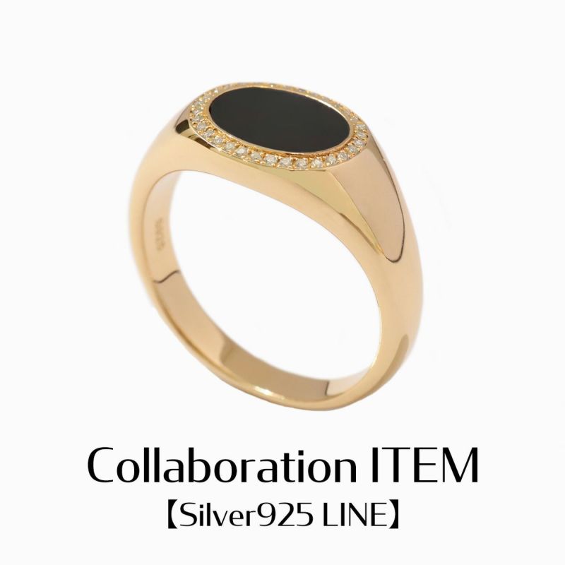 Black College Ring【Silver925 LINE】（Gold） | Infaction
