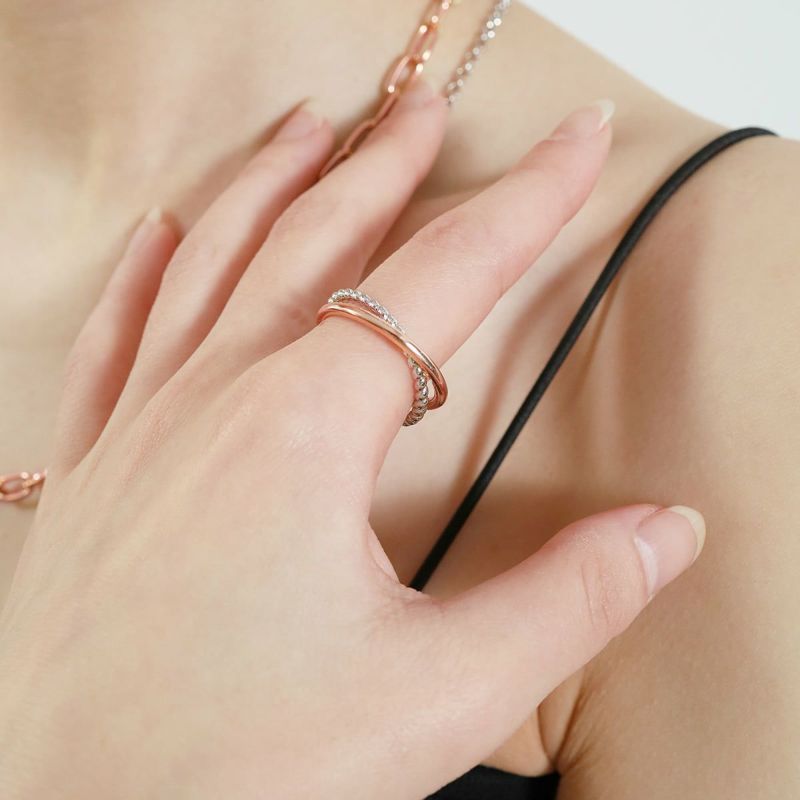 Mix Ring【Silver925】(Pink Gold)