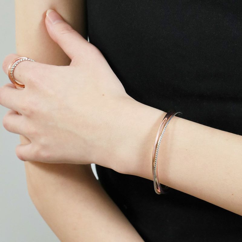 Mix Bangle【Silver925】(Pink Gold) | Infaction