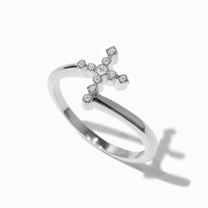 Double Line Cross Ring【Casual】（Silver） | Infaction