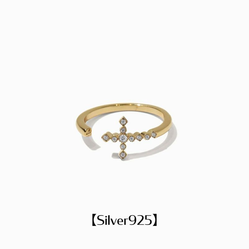 Forked Cross Ring【Silver925】（Gold） | Infaction