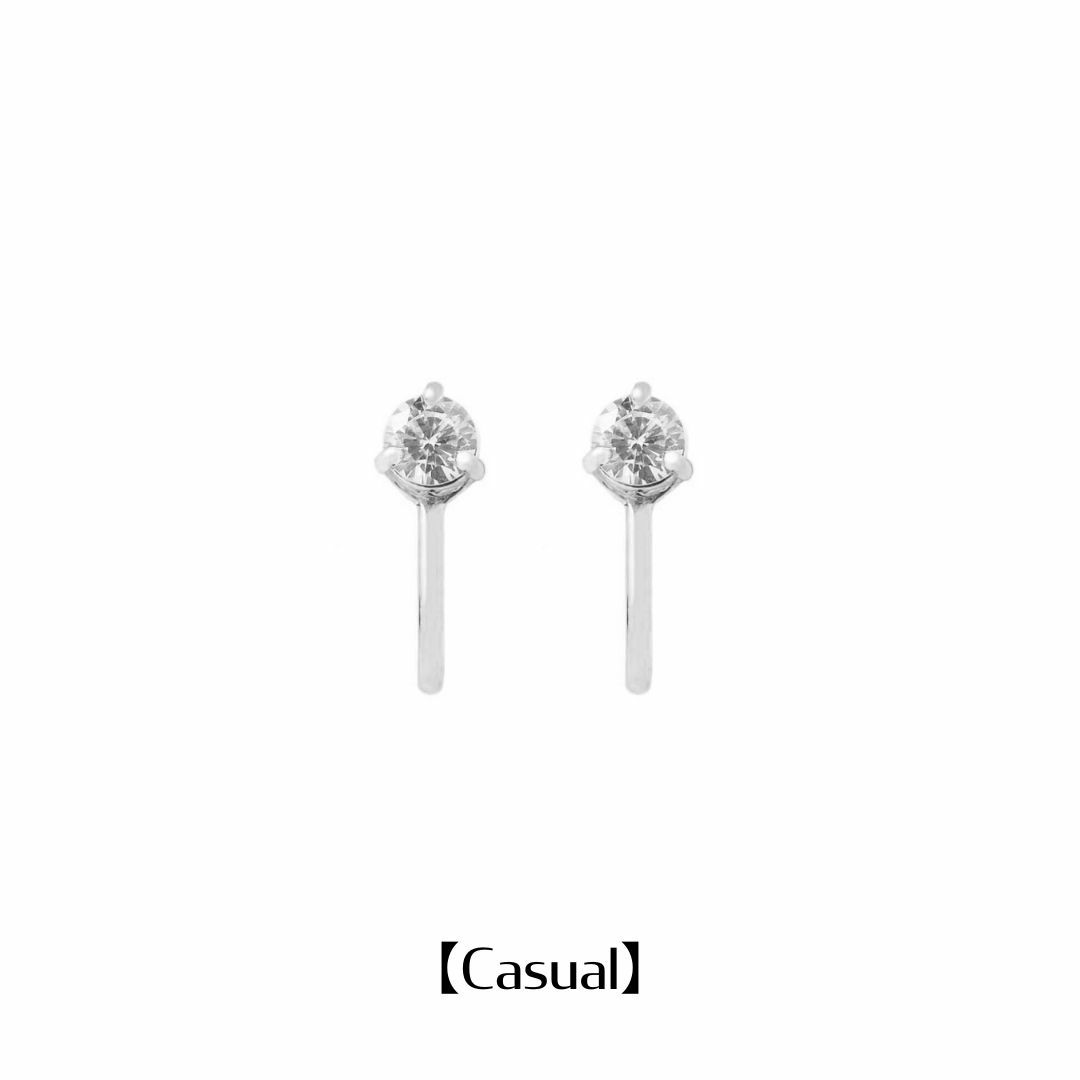 Stud Sparkle Earrings Classic 【Casual】（Silver） | Infaction