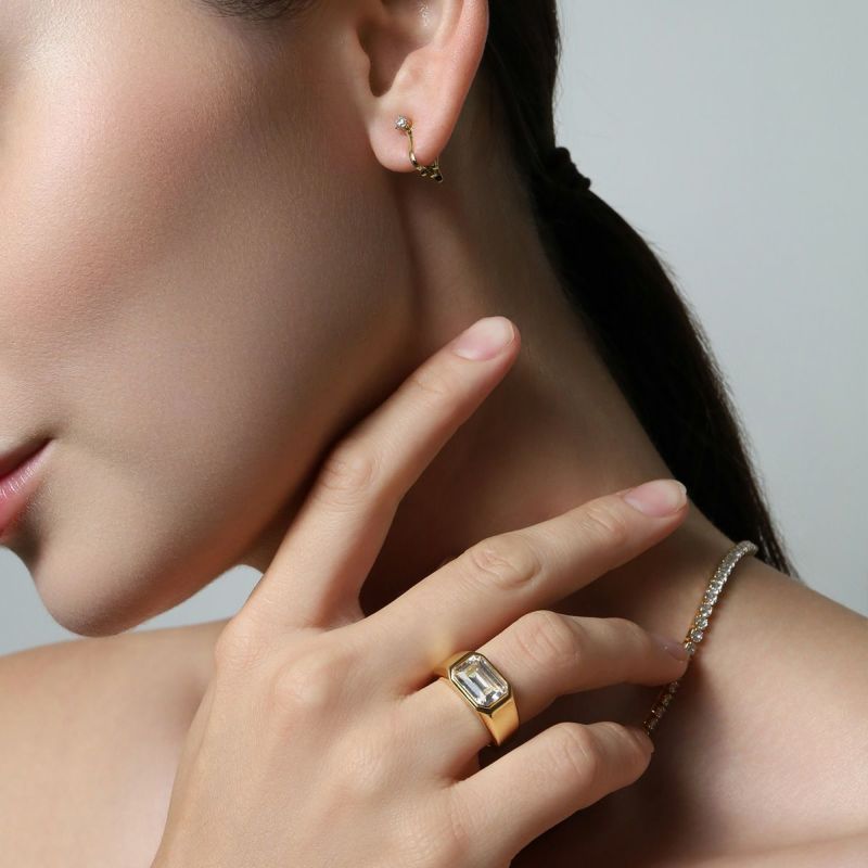 Square College Ring 【Casual】 （Gold） | Infaction