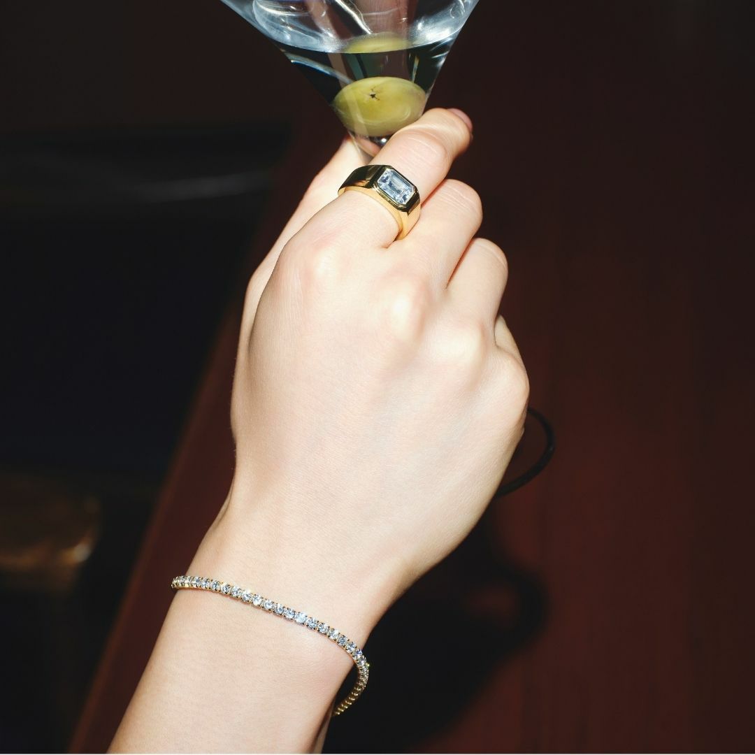 Square College Ring 【Silver925】 （Gold） | Infaction