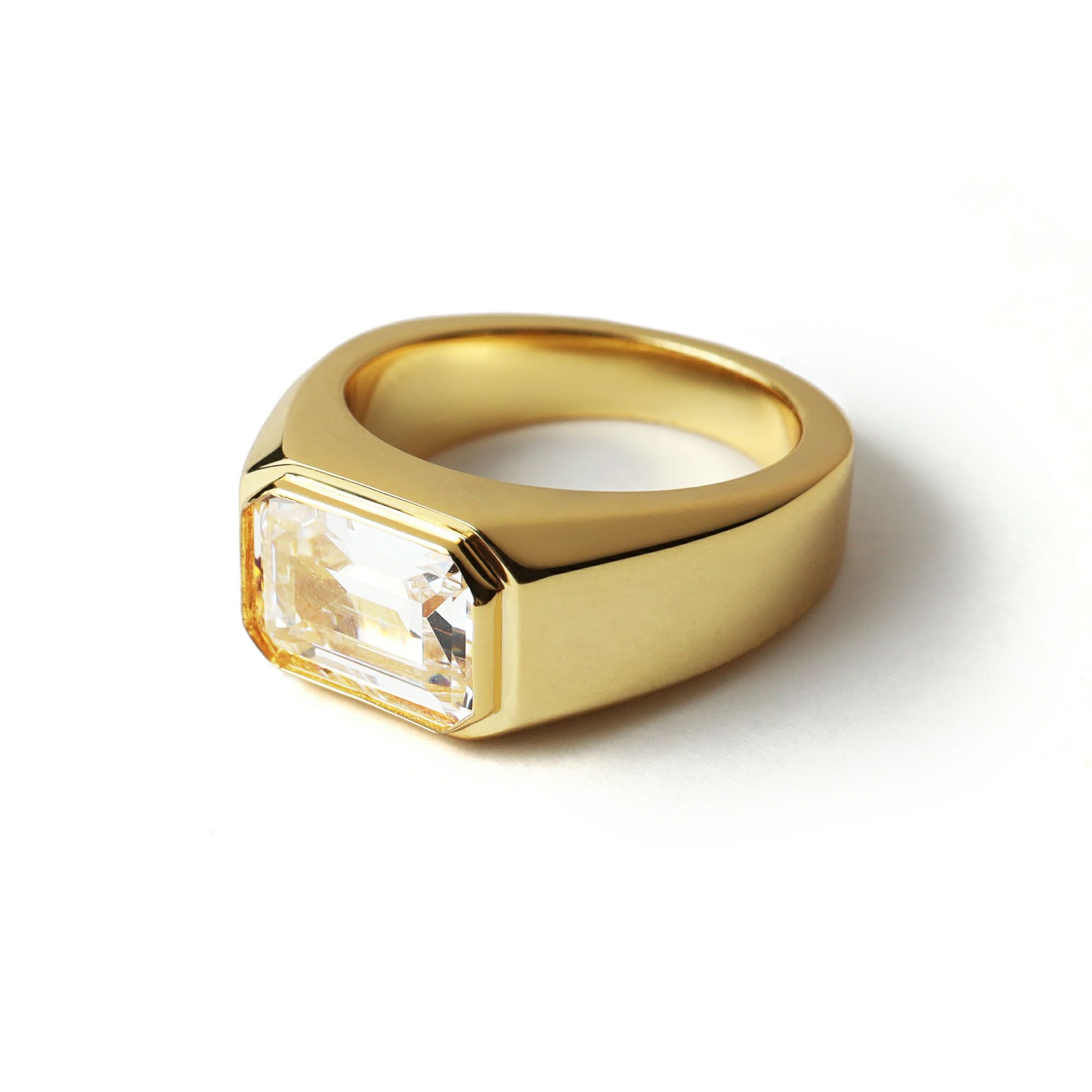 Square College Ring 【Silver925】 （Gold） | Infaction